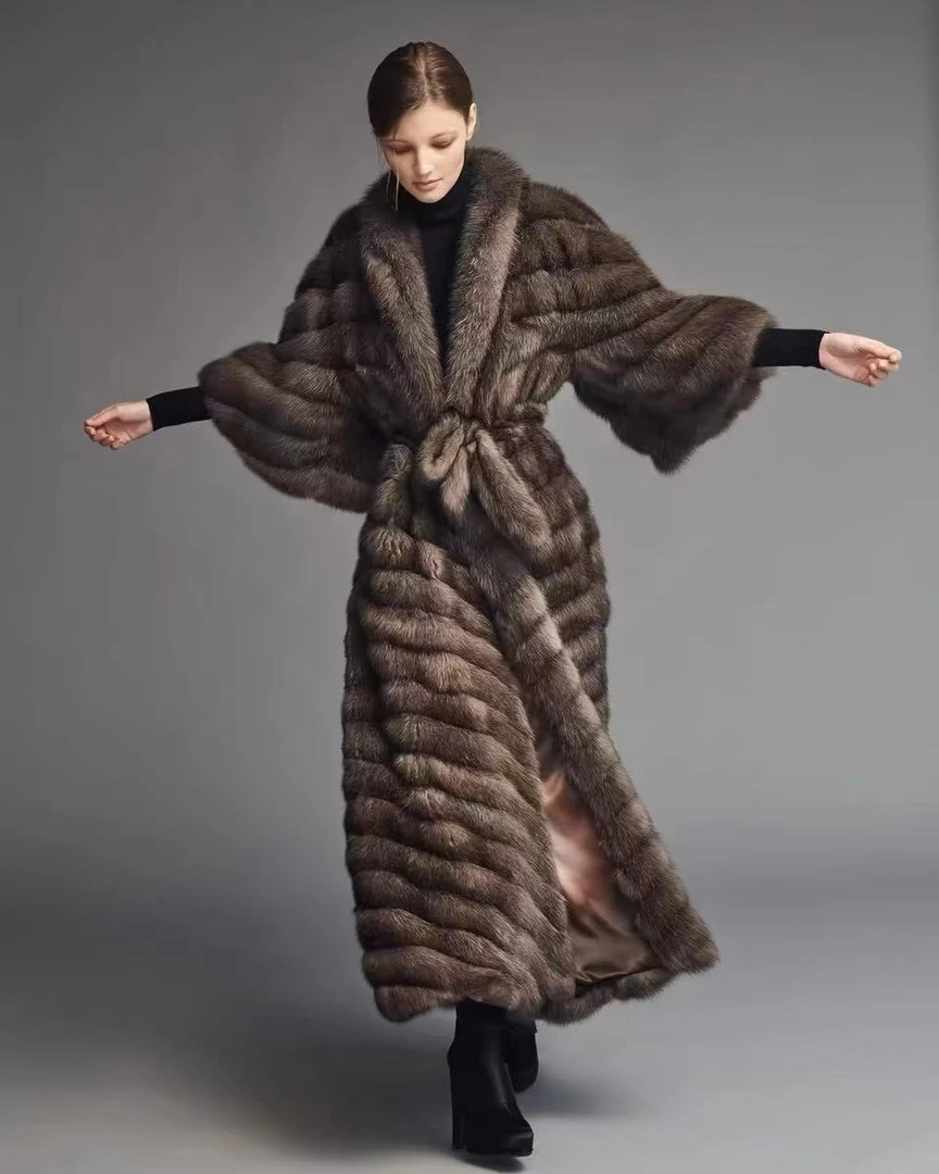 2024秋冬新款璀璨幸亏时尚经典设计师大长款紫叨毛毛气质外套