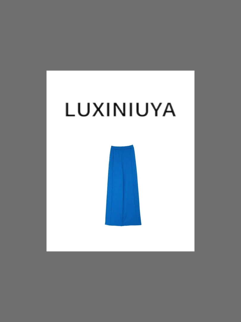 【LUXINIUYA】自在无限 克莱因蓝松紧腰直筒百搭时尚休闲裤#CX2816