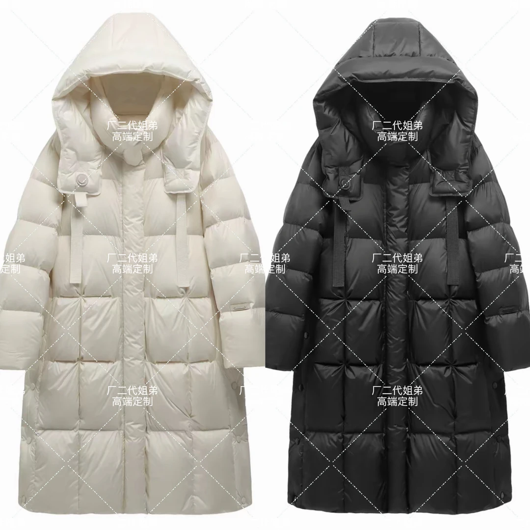 【云感泡芙2.0鹅绒】90鹅绒服高端过膝加厚连帽飘带鹅绒服8216