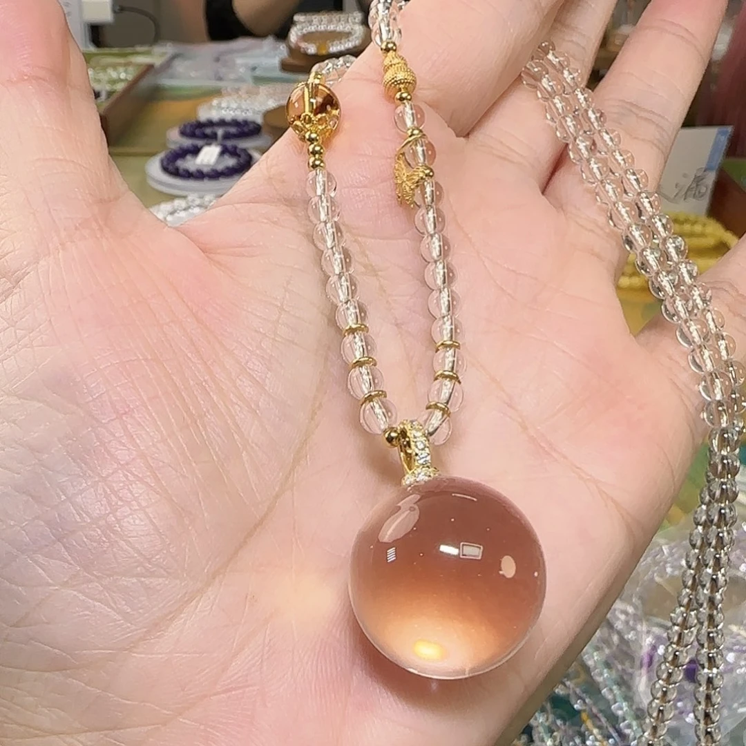 蓝***蝶手串水晶未镶嵌天然白水晶全净体项链