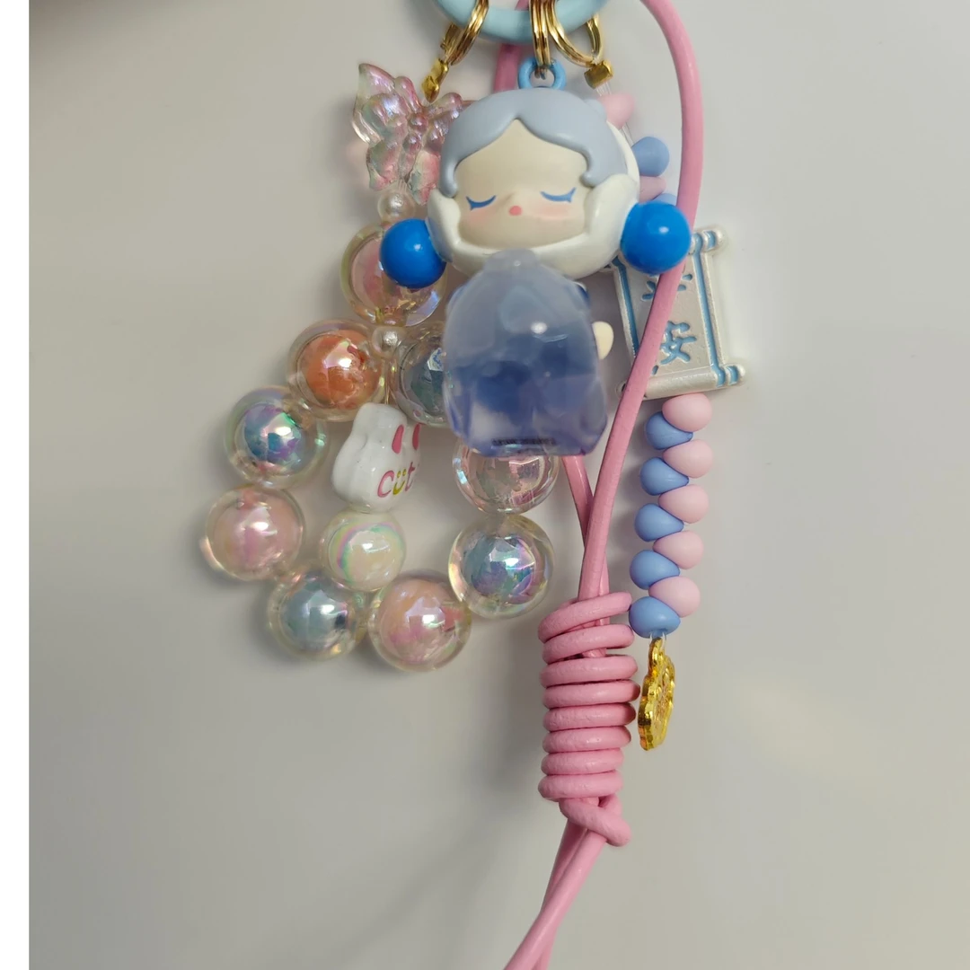 正版萌粒手机链手工diy