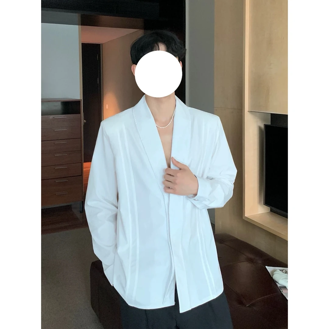 【断码清仓，无码不补】垫肩衬衫男长袖休闲开衫外搭高级感TD-2426