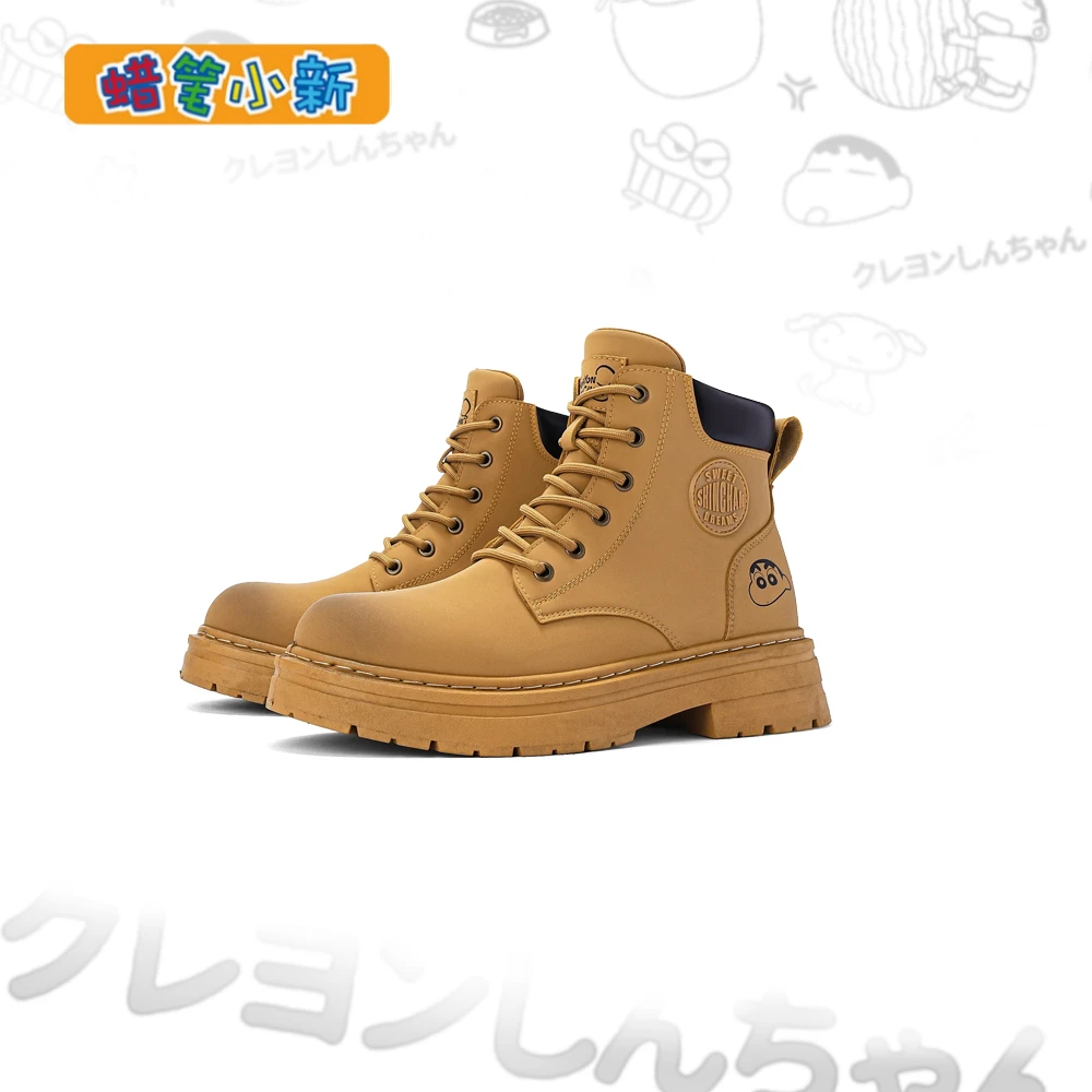 蜡笔小新鞋子男款2025新款秋季透气马丁靴情侣厚底靴子时尚工装靴