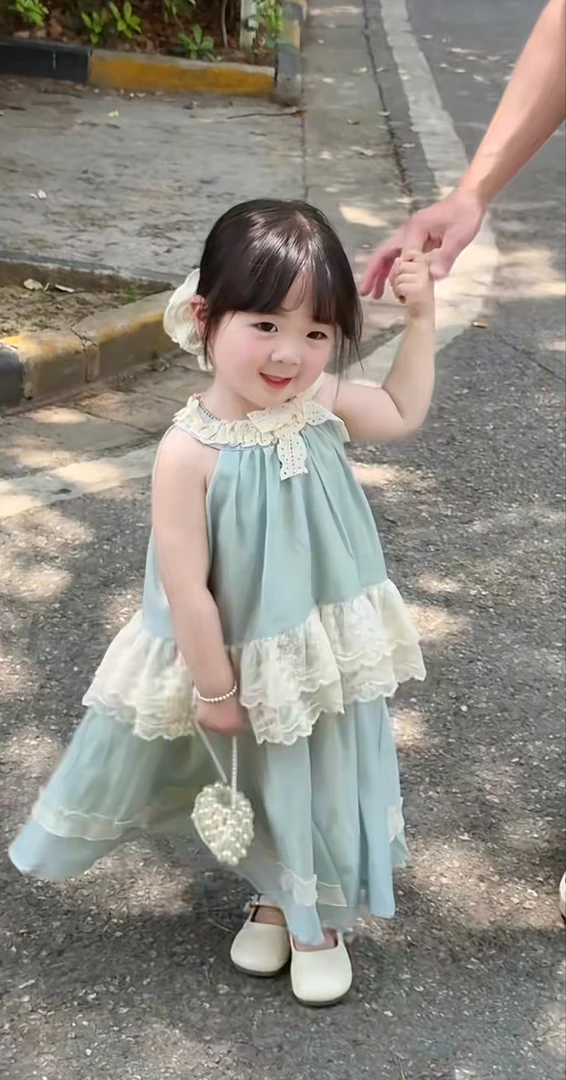 女童套装夏款2025新款洋气女宝宝夏季吊带背心两件套儿童夏装裙子