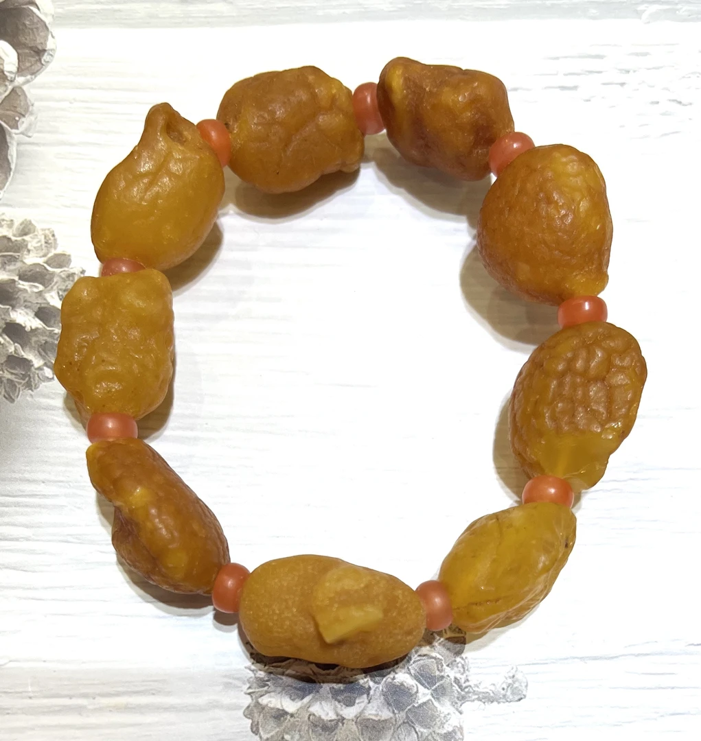 琥珀蜜蜡海漂手串，14m左右，22.5g，天然原矿