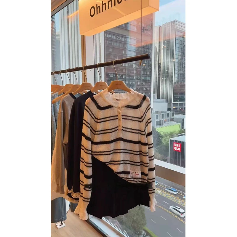 秋季韩系设计感修身显瘦针织上衣气质时尚不规则收腰A字半身裙女