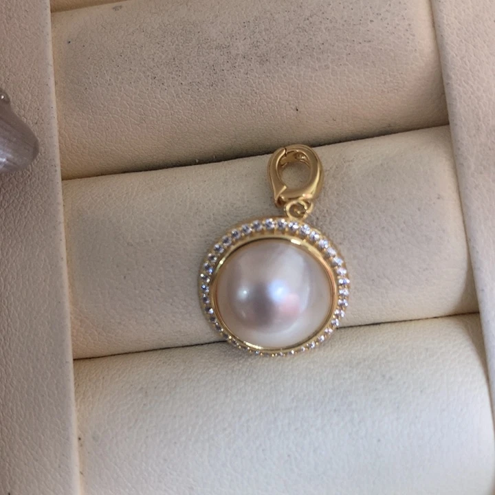 银S925镶嵌颈饰拼合珍珠（马贝珠）