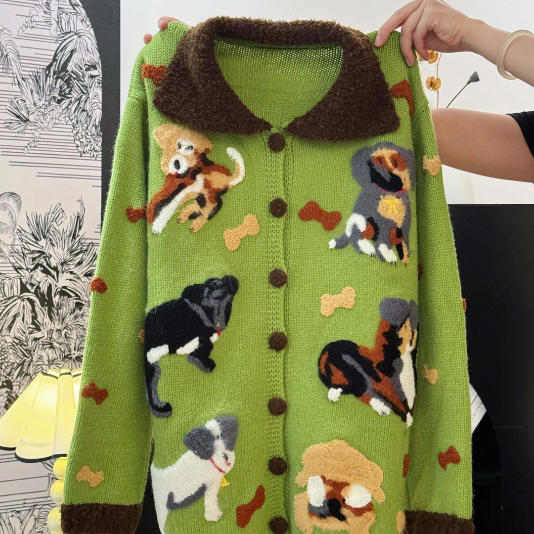 可爱动物文艺设计时尚轻奢休闲宽松显瘦针织上衣DP8002