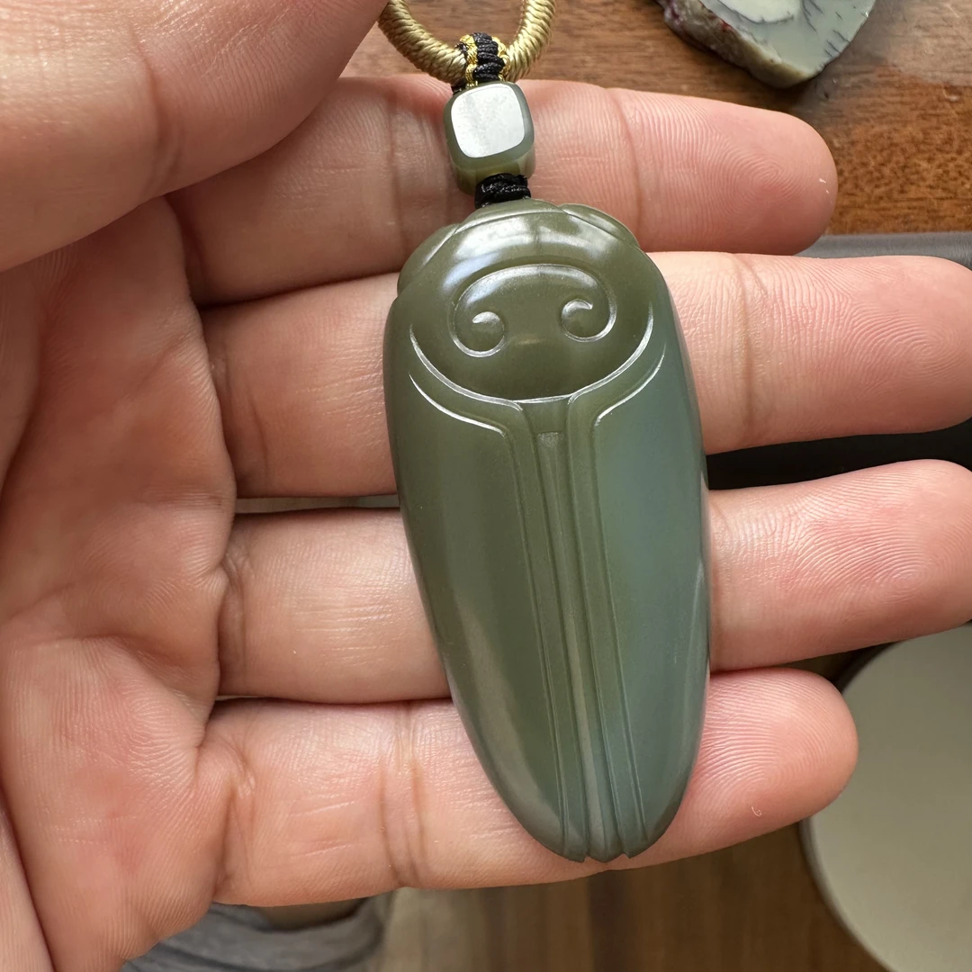 集色堂和田玉且末夹层料特细沙枣青瓷蓝带糖明清款一鸣惊人28g