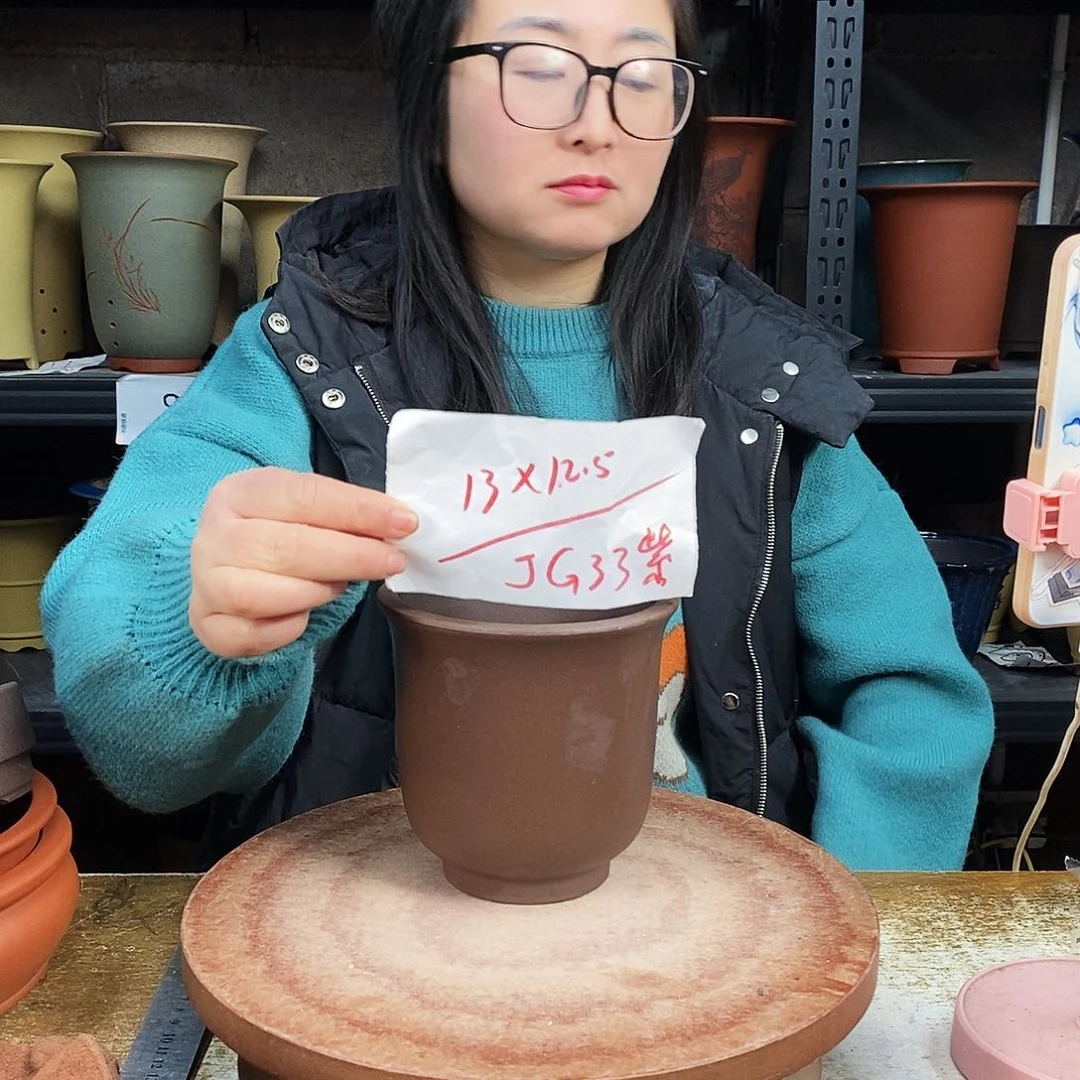 紫砂一只花盆货号JG33