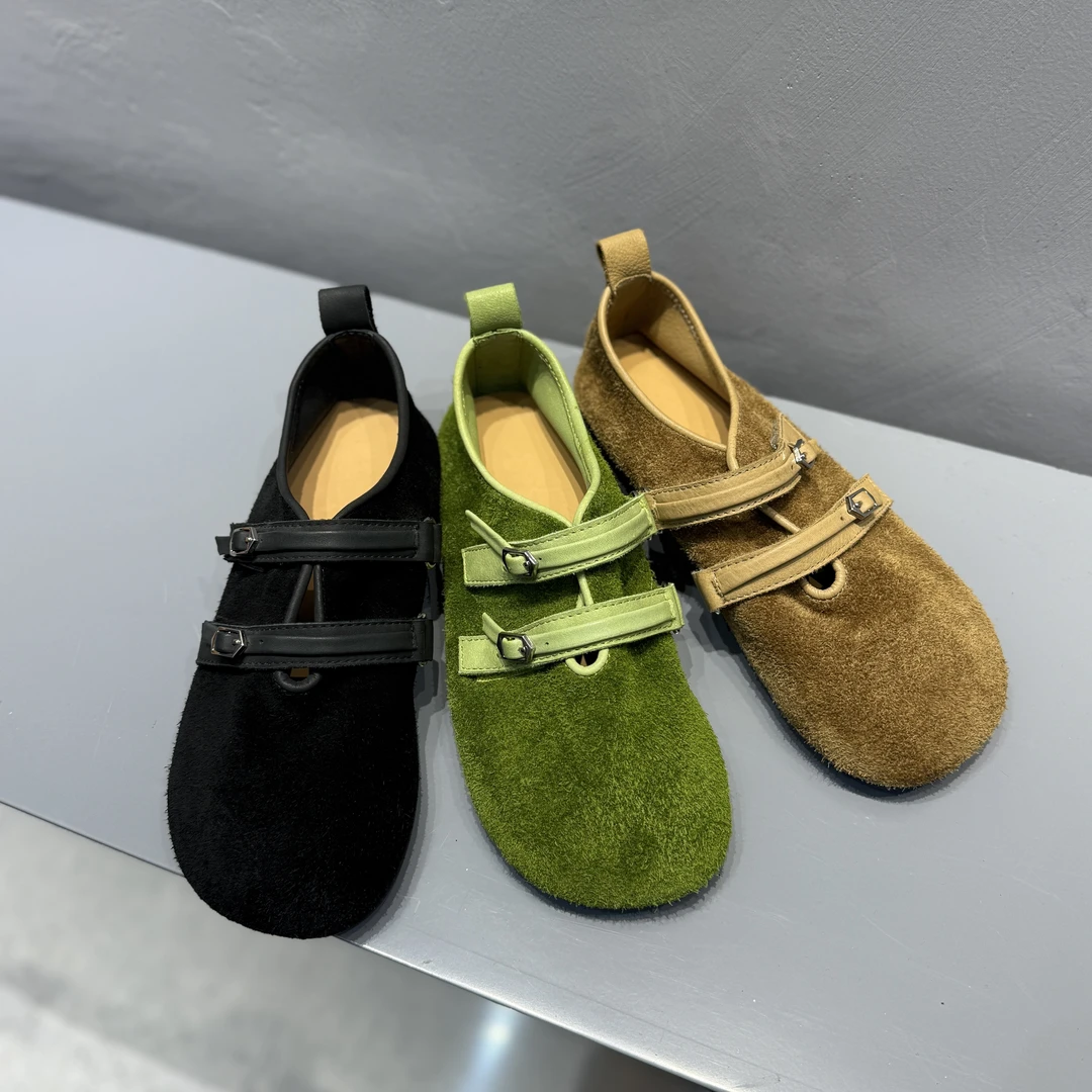 新中式软底软面双面绒牛皮单鞋