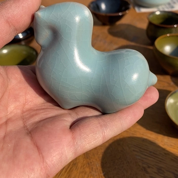 摆件抱朴汝瓷仿古微瑕