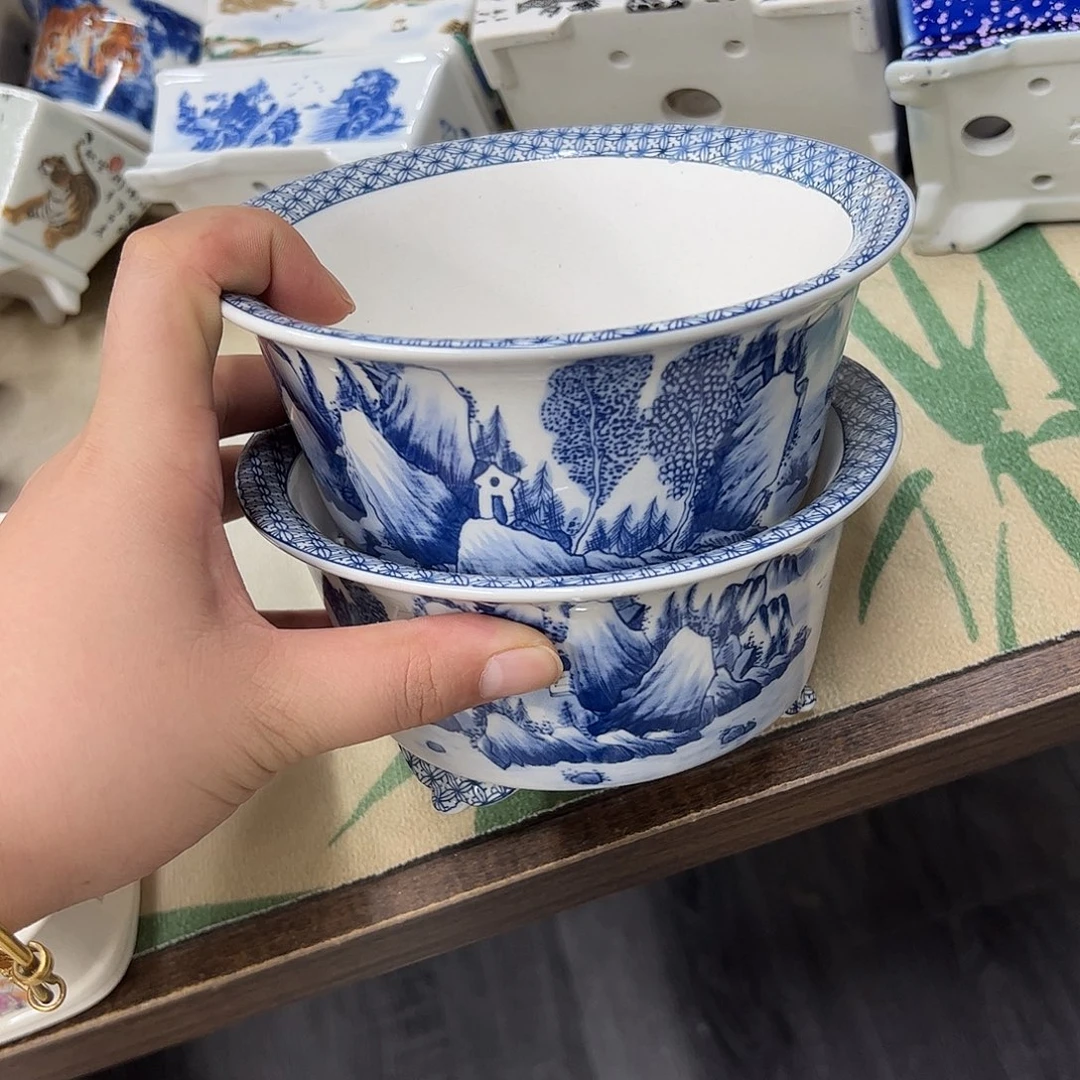 ****花紫砂花盆946号瑕疵2个口不正处理介意勿拍