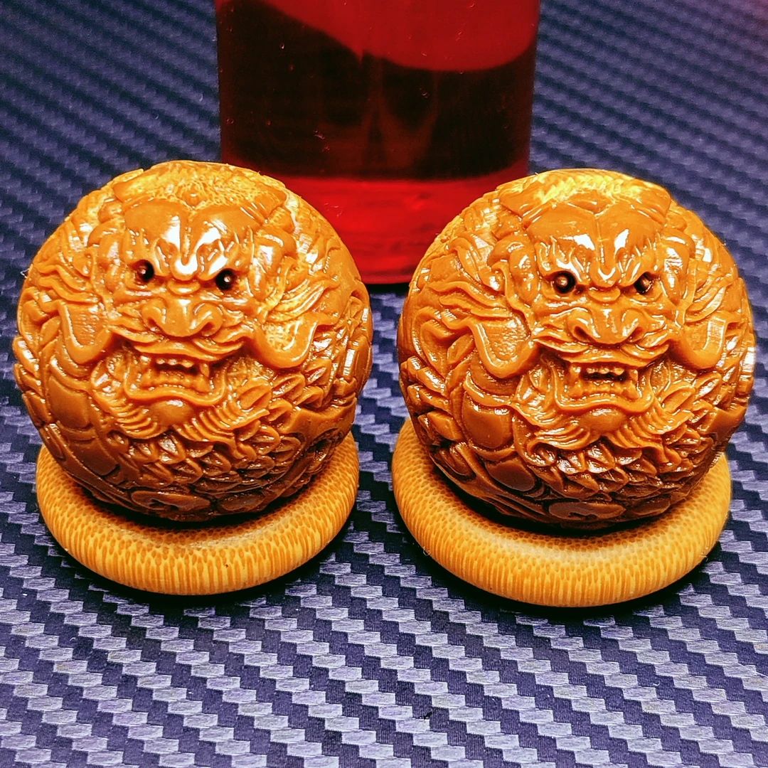 橄榄核龙珠一对手球雕工文理特别好嘎嘎给力