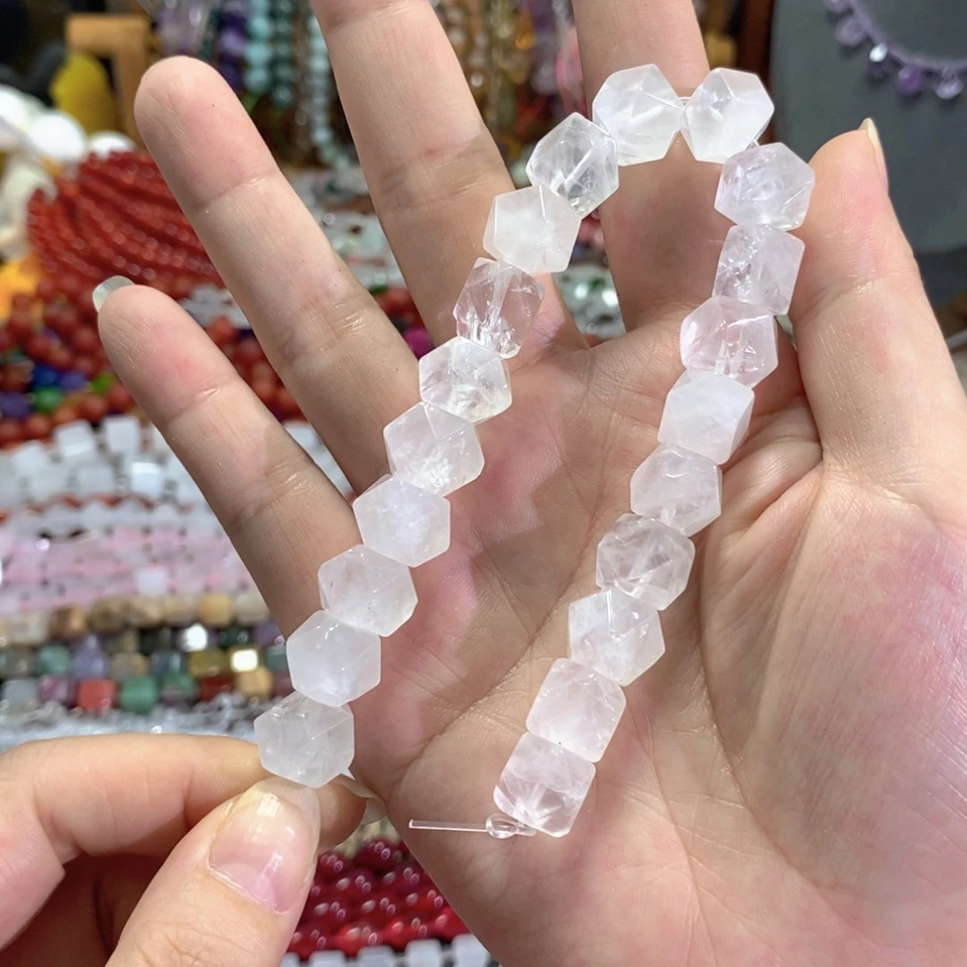 未镶嵌玛瑙/玉髓珠宝半成品白水晶八角短款卡10mm有20颗