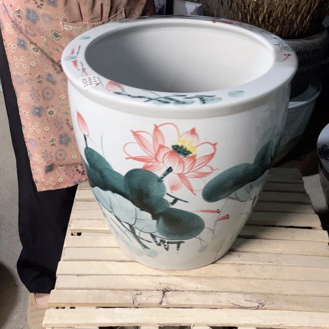 瓷片红荷花40高度40.88888