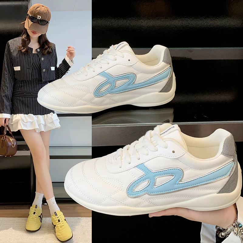 流浪鞋女款2025新款德训鞋薄底皮面系带运动休闲鞋明星同款脏脏鞋