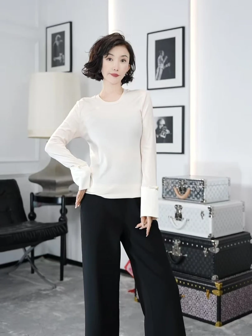 Betty Bairn【山乔】秋冬新中式圆领打底衫24B-BW6868