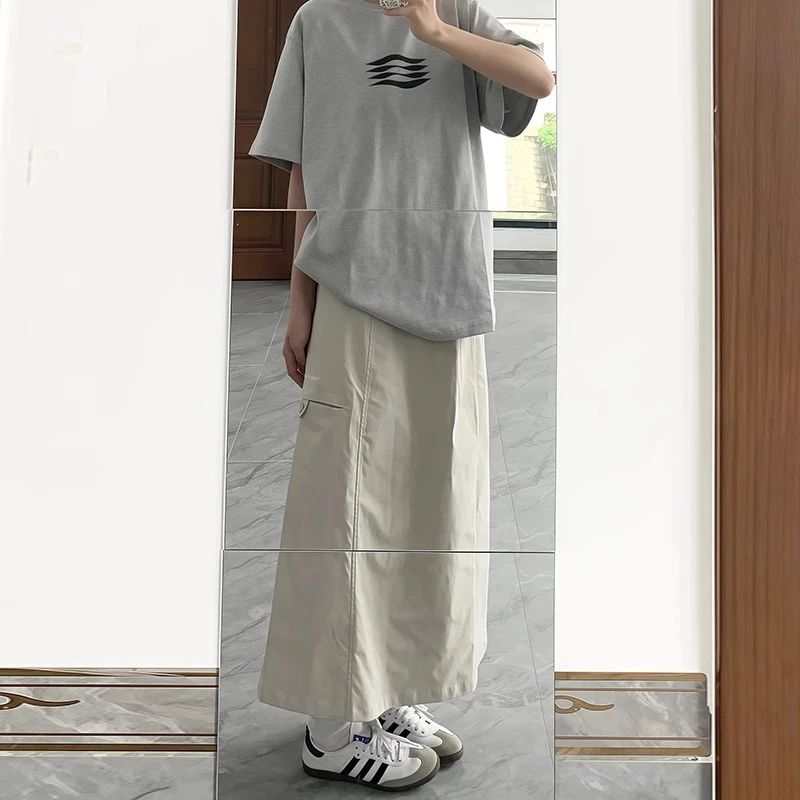 美式速干工装裙女夏季新款胖mm梨形身材小个子遮胯显瘦休闲半身裙