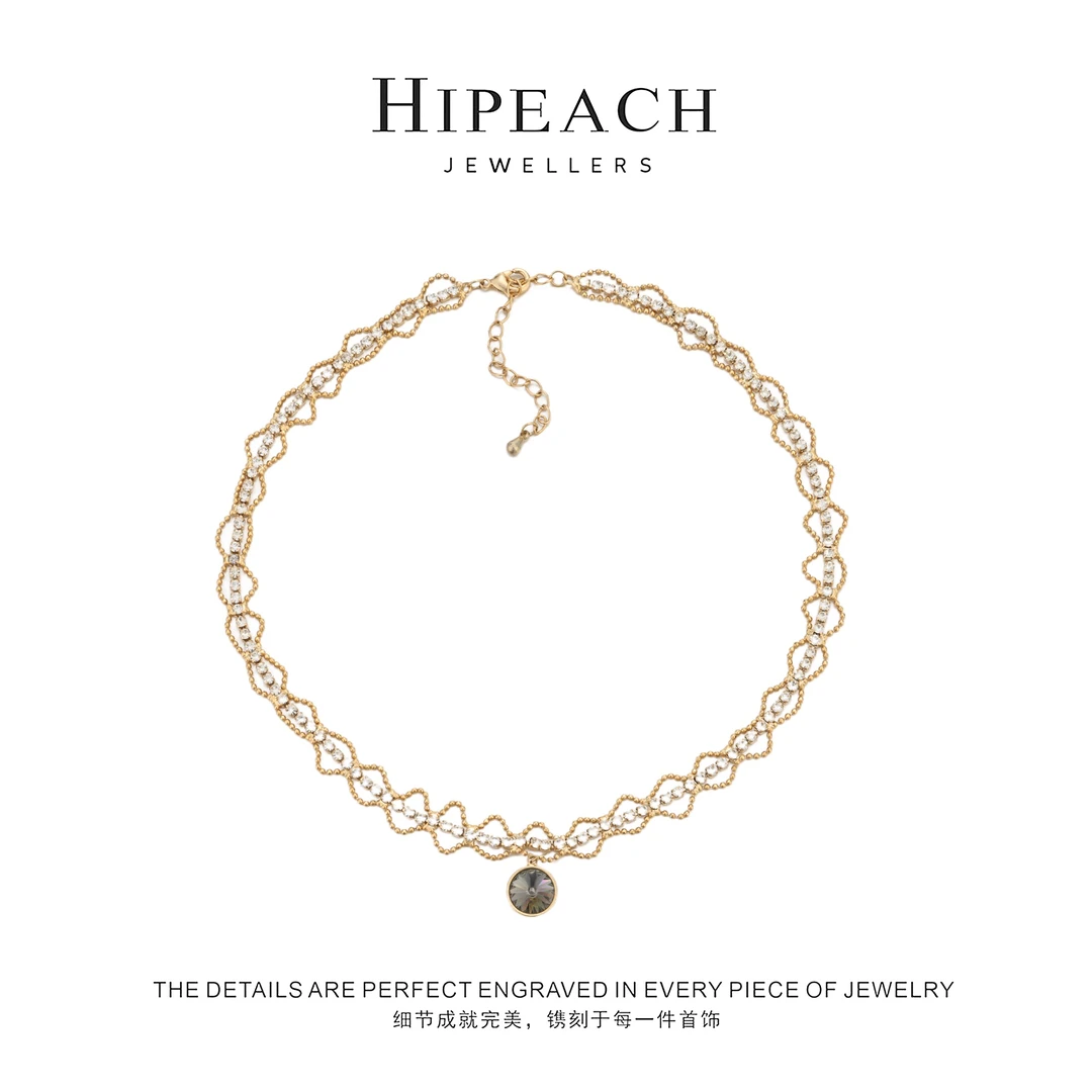 铜合金项链 镀K金 蕾丝裙摆项链HTMZY002