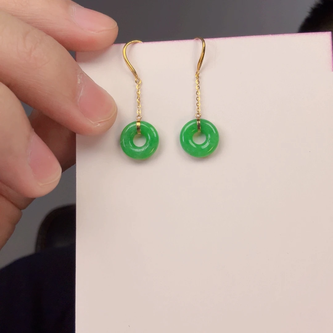 翡翠颈饰18K金镶嵌一对