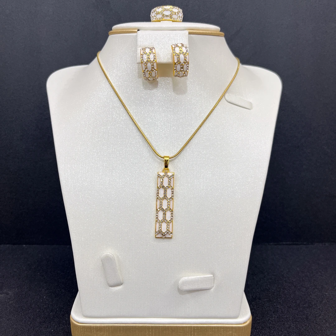 钛钢吊坠 A66耳环戒指项链三件套