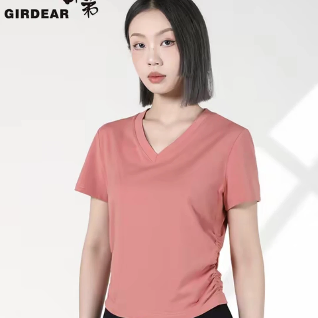 GIRDEAR/哥弟冰丝V领时尚休闲百搭短袖T恤1300888