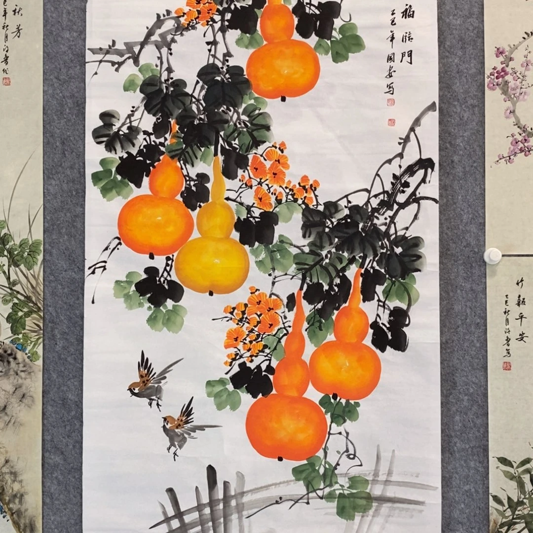 曲***峰国画国画四尺葫芦手绘作品