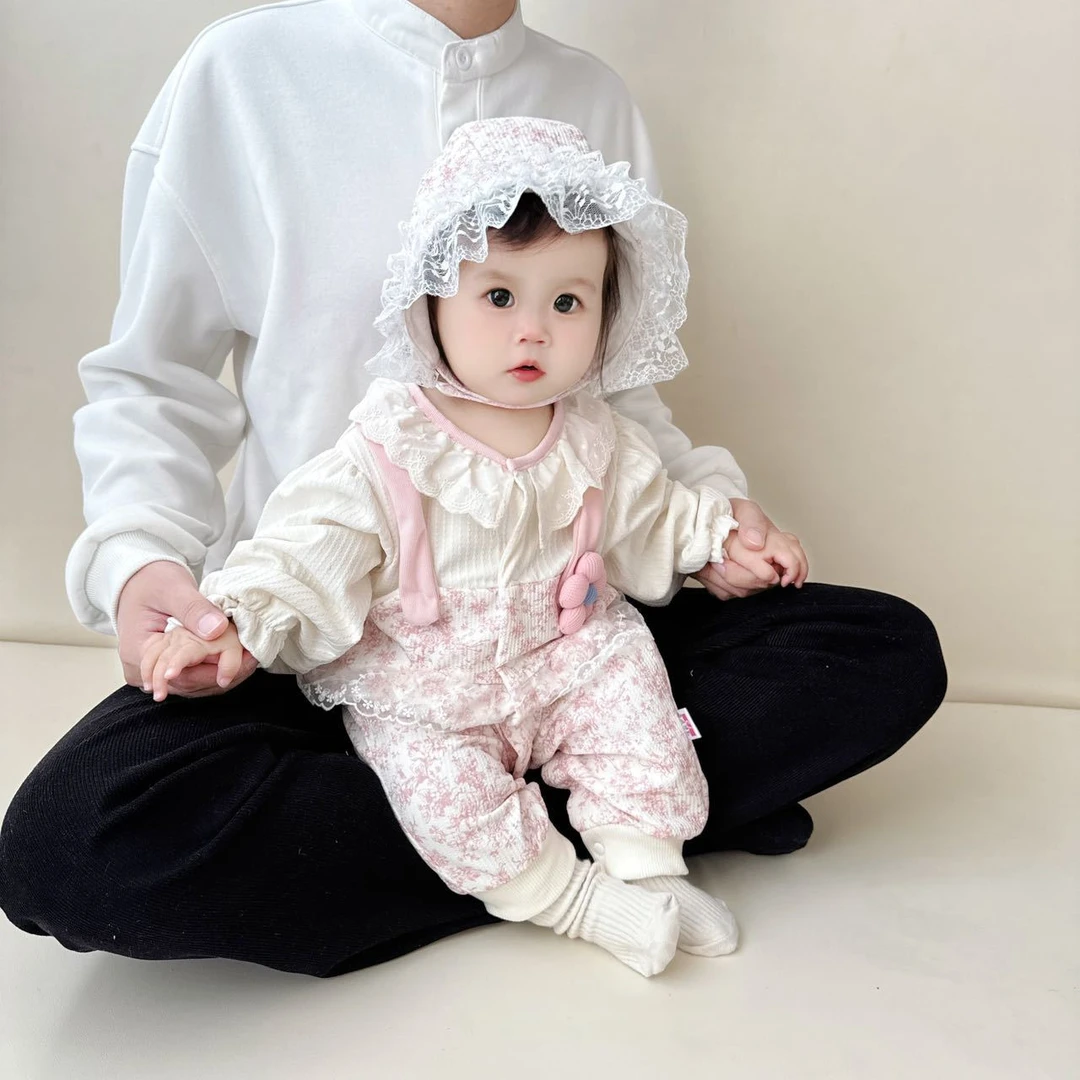 女宝宝甜美衣服轻奢爬爬服超萌公主外出服哈衣婴儿春秋装连体衣服