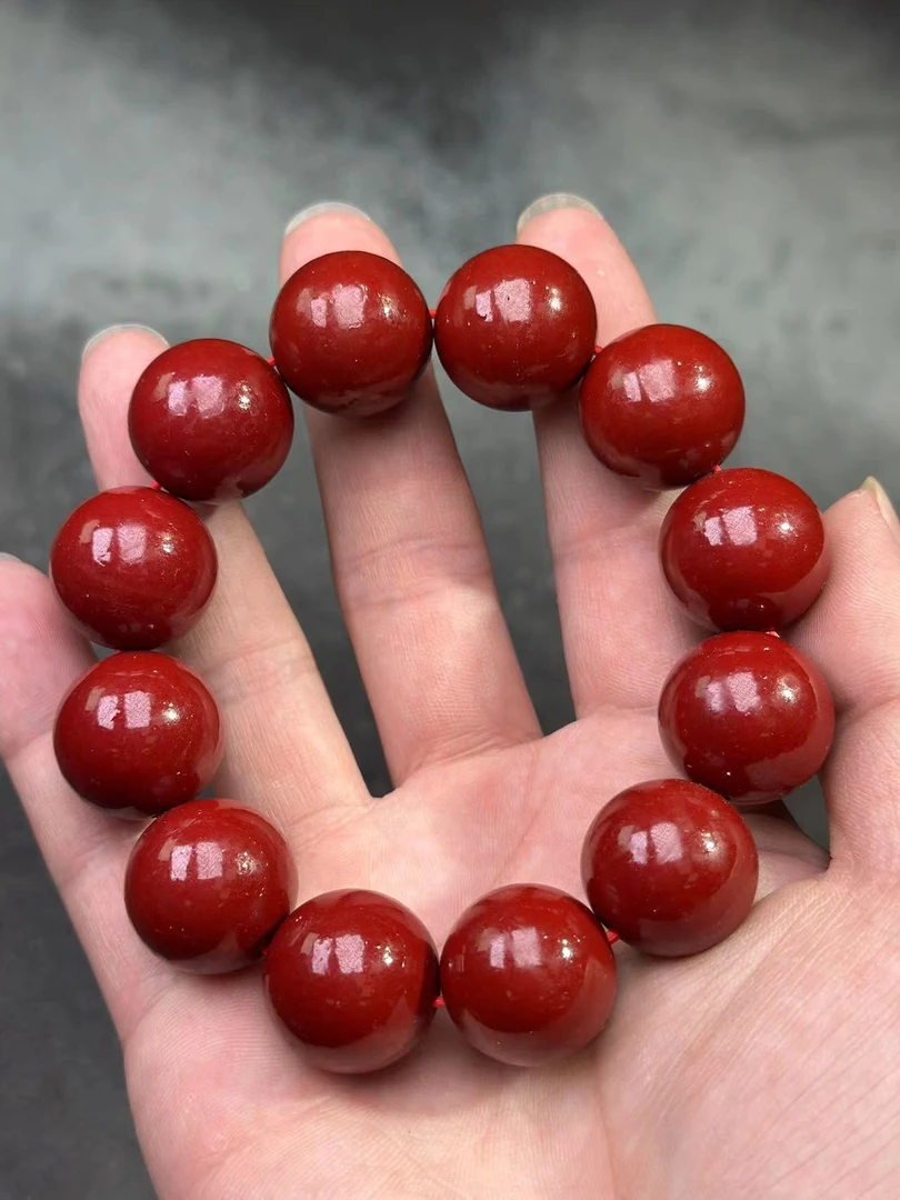 含辰砂工艺品C107辰砂帝王砂卡2.0牛血红单圈（人工合成）