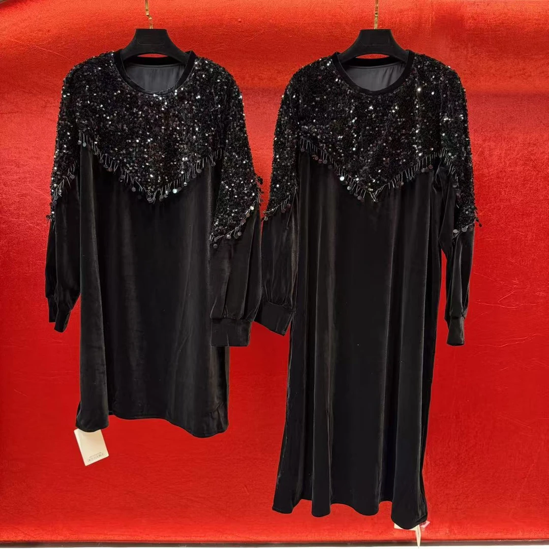 DanDancollectionstore【曜夜女王】优雅休闲礼服大码连衣裙384