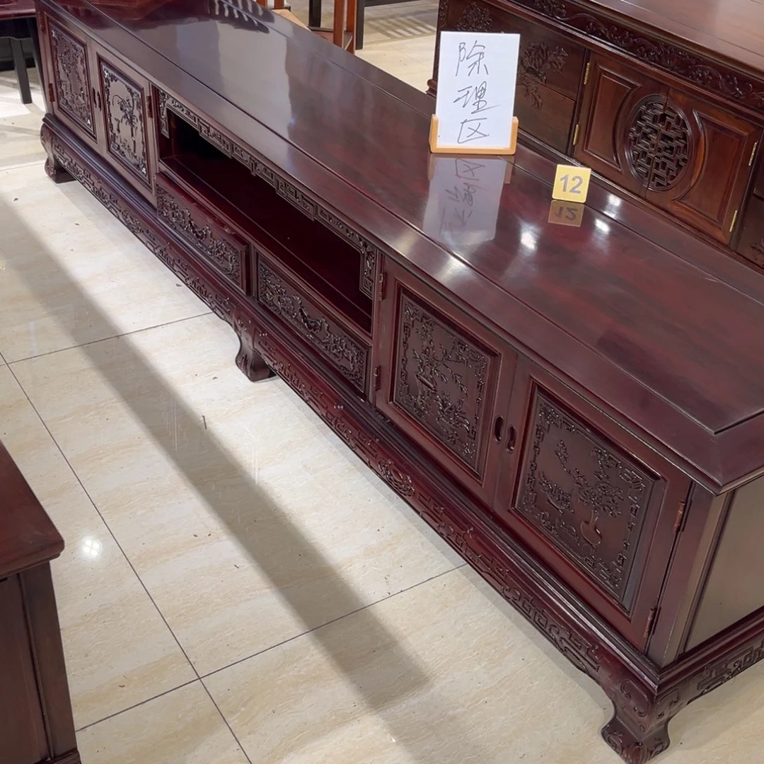 山***人置物架黑酸枝木类非洲酸枝电视柜