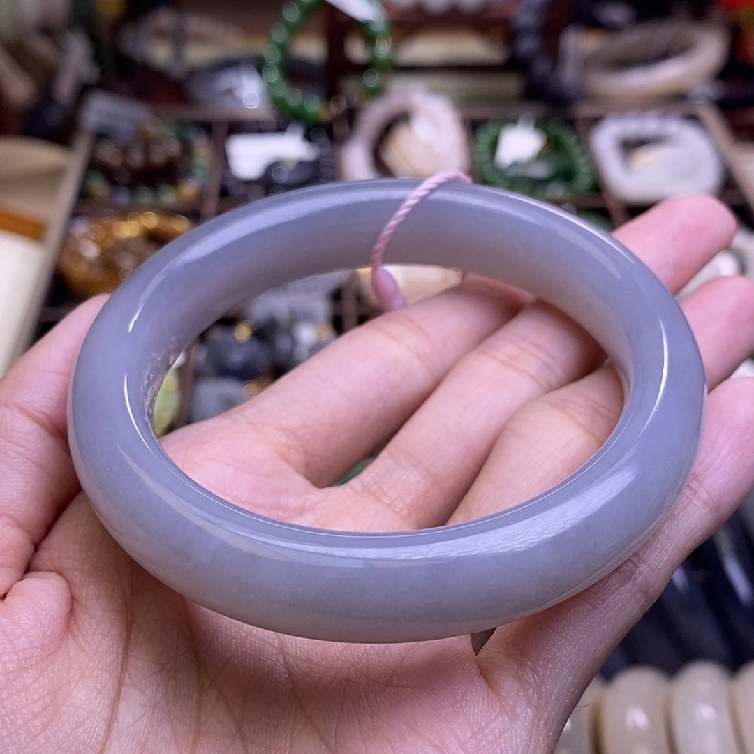 颈饰未镶嵌和田玉烟紫手镯56.8圈口