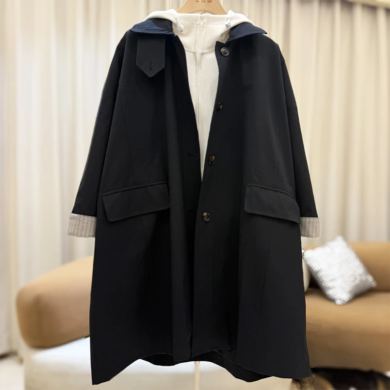 zaw大码加宽加大女装中长款风衣女春秋休闲显瘦不臃肿外套/25399