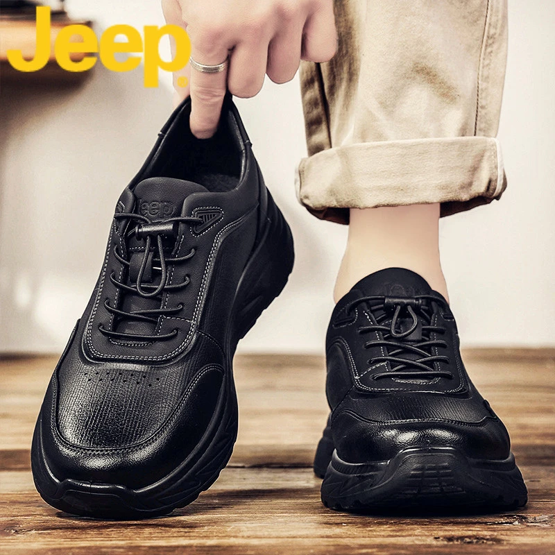 jeep吉普皮鞋男鞋秋冬季款2025新款品牌休闲防滑运动老爹鞋子男士