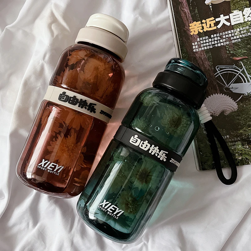 夏天高颜值女生户外翻盖学生杯子耐高温防摔便携运动夏季简约新款