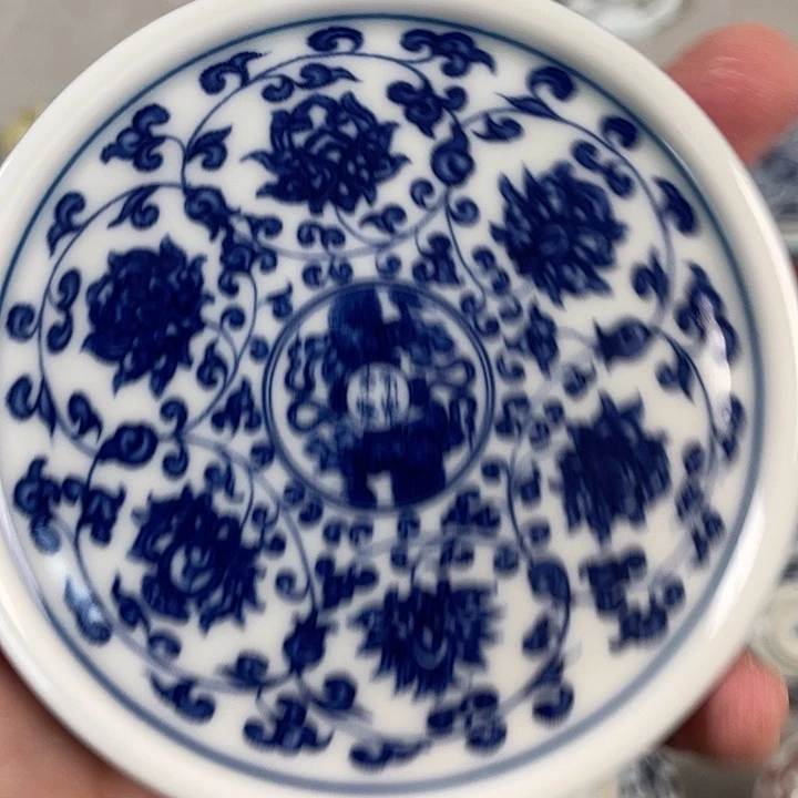 瓷片景德镇青花缠枝莲盖置