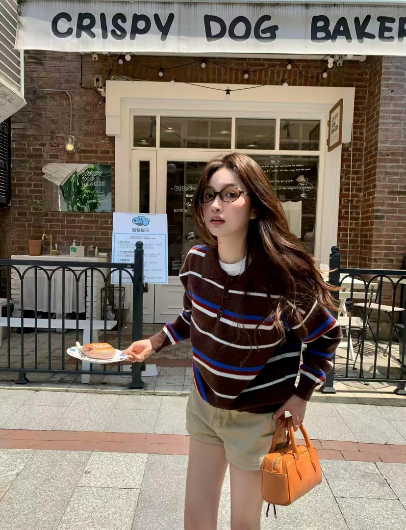 2025早秋新款时尚套装长袖针织上衣辣妹短裤气质显瘦洋气休闲百搭