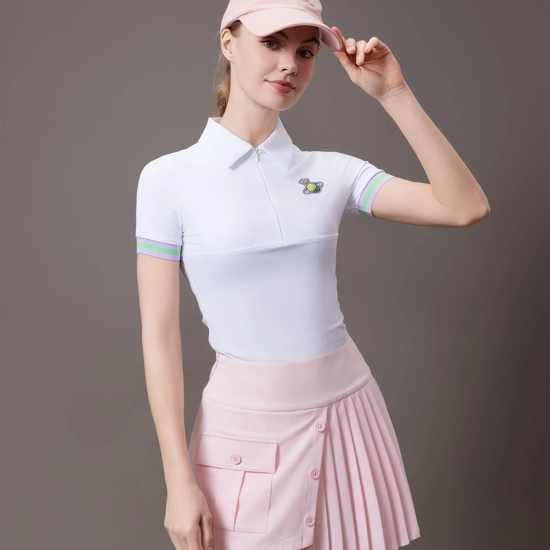 GolfeeQueen高尔夫速干上衣万能百搭款-抽条拼接/隐形拉链运动