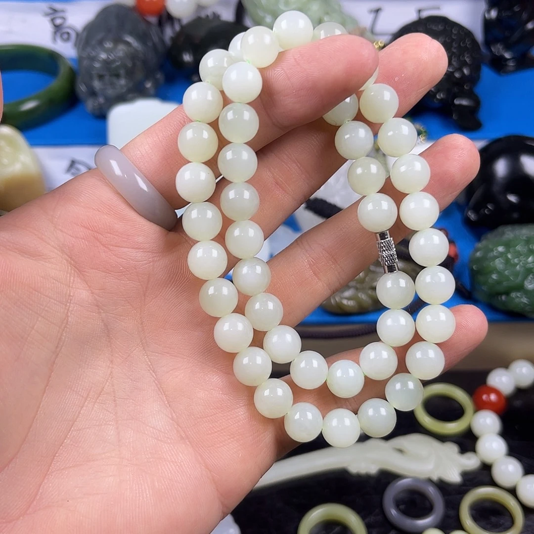 和田玉未镶嵌颈饰和田玉项链10毫米左右