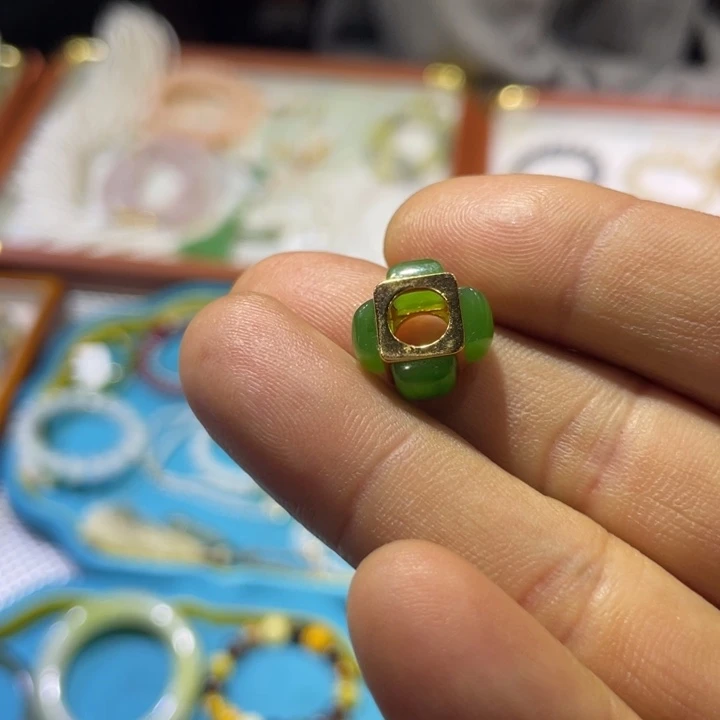 和田玉银S925镶嵌戒指