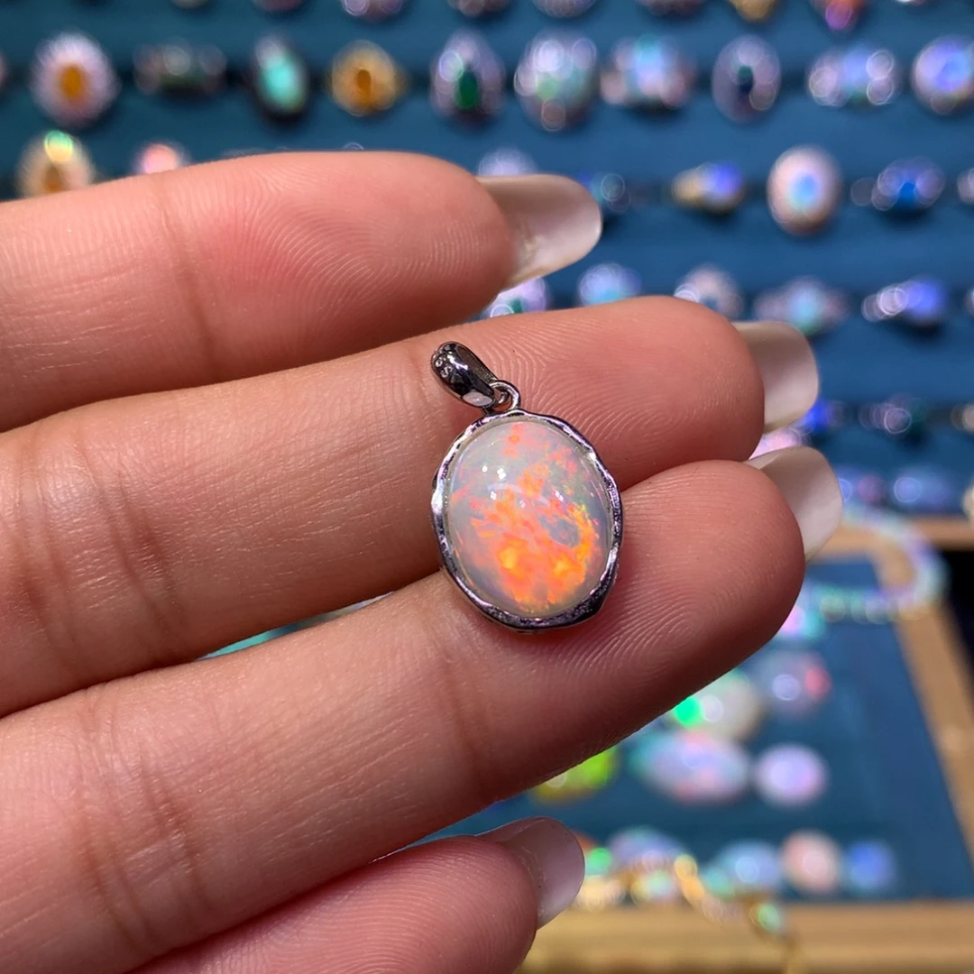 欧泊银S925镶嵌吊坠款