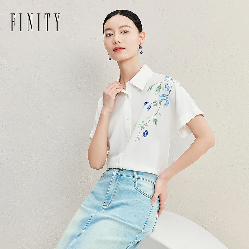 【粉丝专享】FINITY 衬衫牛仔夏季小众宽松印花设计感 F21Y4B09C2