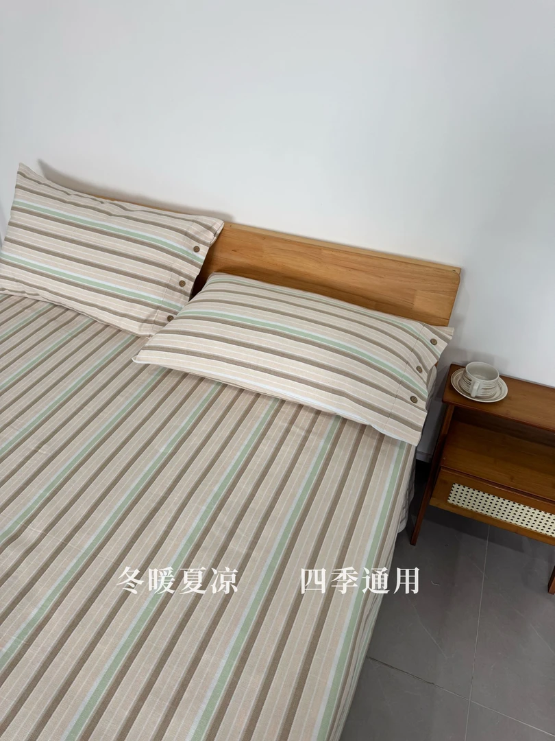 山东特厚加厚纯棉透气老粗布床单三件套四季棉毯002
