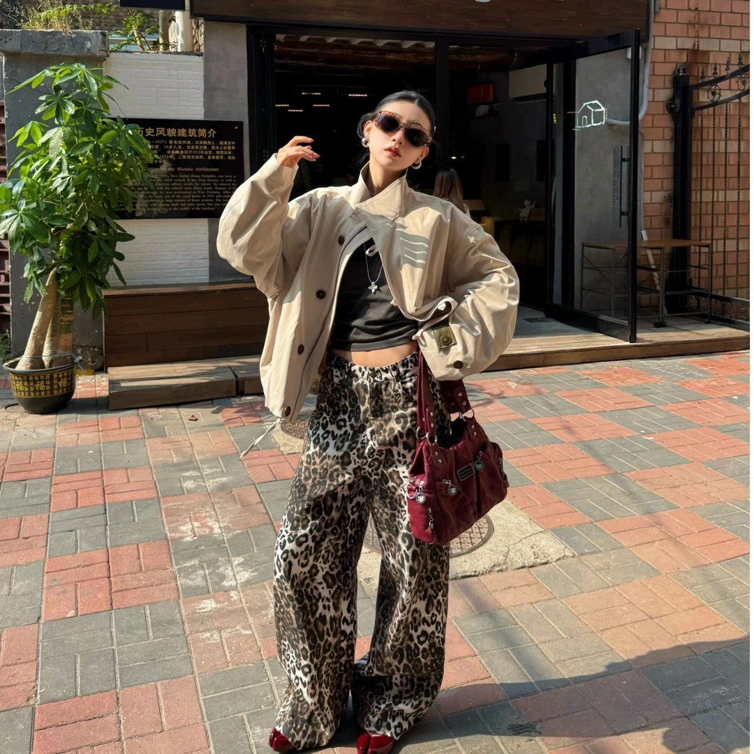 韩系chic花苞型短款立领外套女秋季设计感小众宽松工装开衫夹克潮