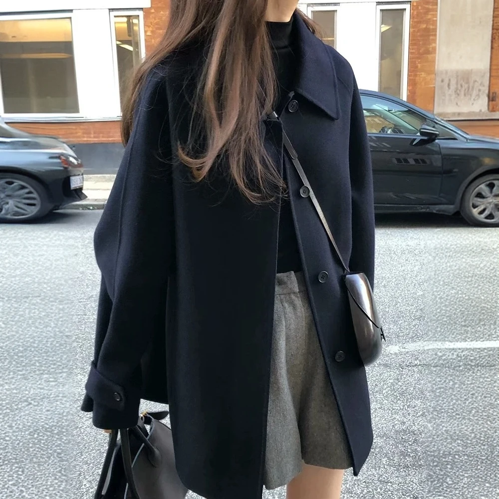 清仓！韩国工厂外贸单 / 秋冬手缝双面绒羊毛大衣女百搭小个子外套