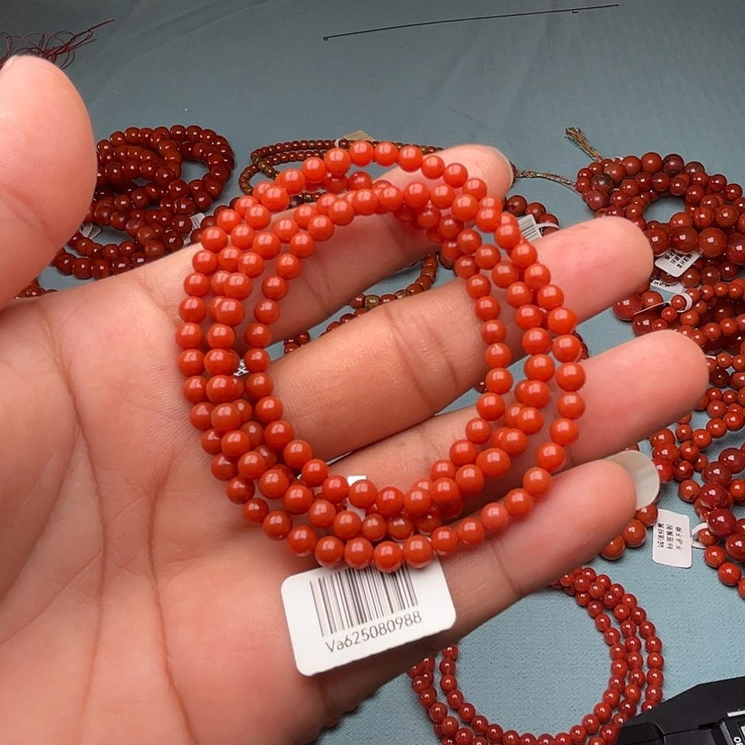 南红玛瑙未镶嵌手链柿子红卡4 +