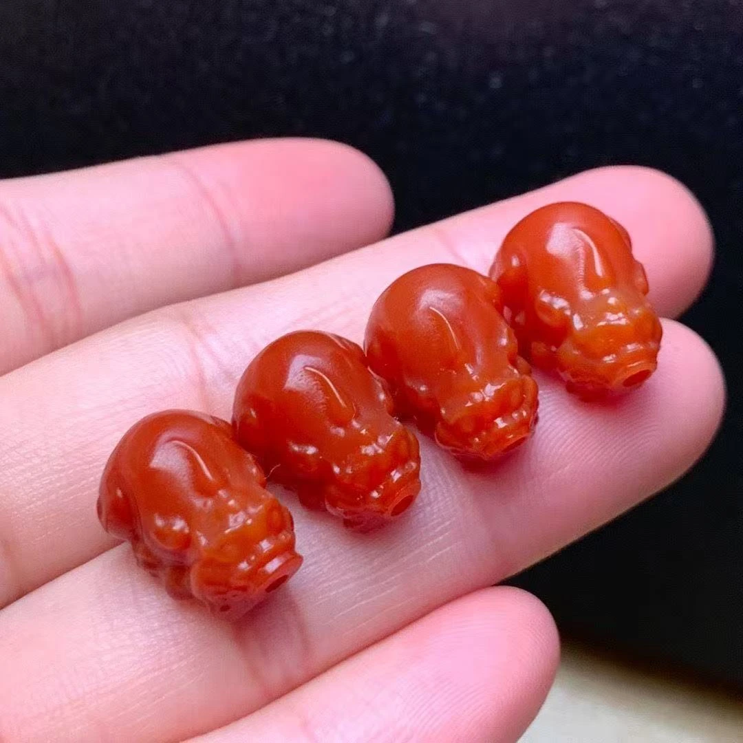 天然瓦西柿子红貔貅12*14mm 1颗玛瑙配件多样性发其一