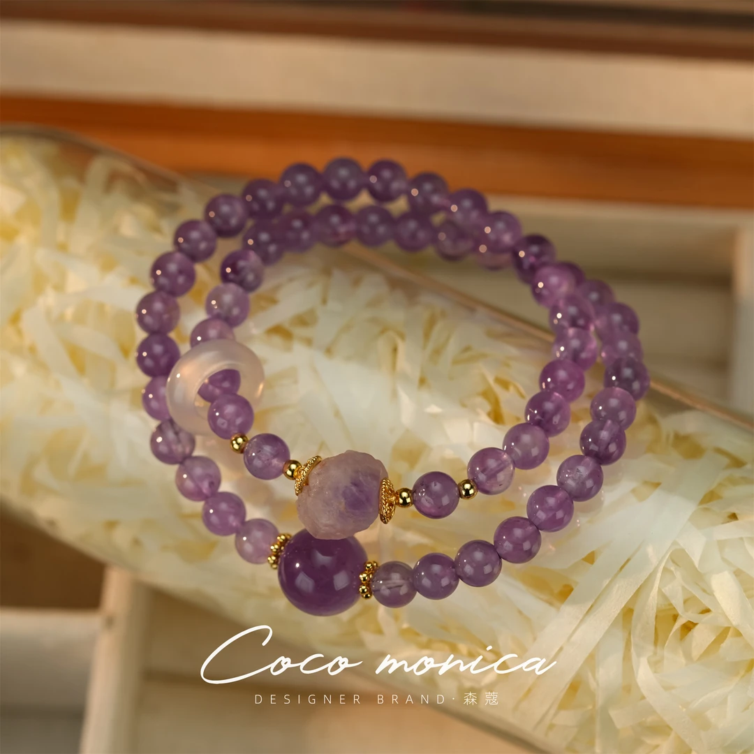 【小霞珠宝】紫水晶时尚复古法式简约双层手串仙女优雅WE63