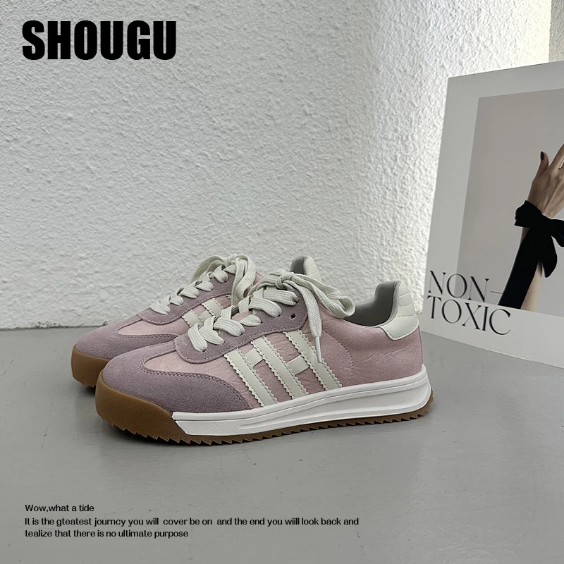 shougu/首谷正品圆头厚底德训女鞋2025爆款显脚小轻便百搭板鞋潮